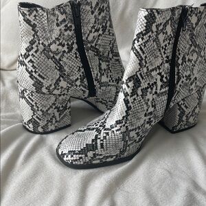 Mix No. 6 Snakeskin Ankle Boots - Black and White